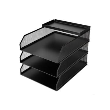 Imagem de Escritório Bandejas de arquivo escritório 3 camadas, armazenamento papel, bandeja para cartas, organizador mesa, material Organizador de mesa