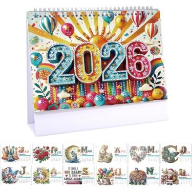Imagem de Calendário de mesa 2026, calendário de mesa com pintura artística | Agenda mensal de janeiro de 2026 a dezembro para planejamento de viagens, escola, casa, rastreamento de metas pessoais