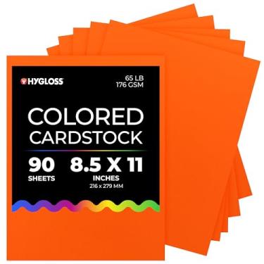 Imagem de Hygloss Cartolina laranja escura colorida - 21 x 28 cm, 90 folhas, 29,5 kg/176 g/m², resistente ao desbotamento, sem ácido