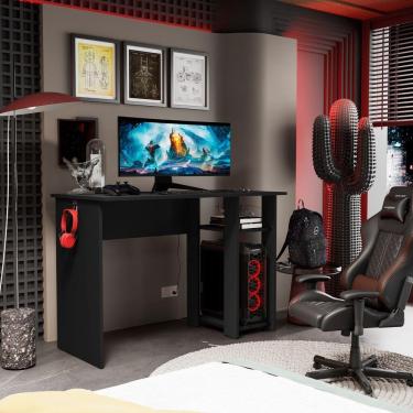 Imagem de Mesa Escrivaninha Gamer Slim Com Suporte Para Cpu Preto