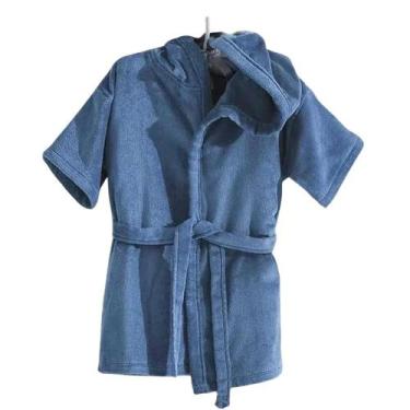 Imagem de Roupão Infantil Com Capuz Aveludado Tamanho G - Dohler Azul - Dohler S