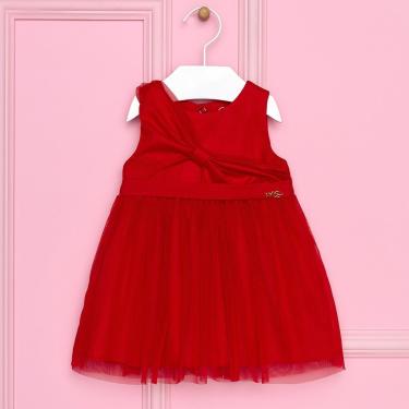 Imagem de Vestido Curto Bebê Festa Tule Vermelho c/Laço Mon Sucré-Feminino
