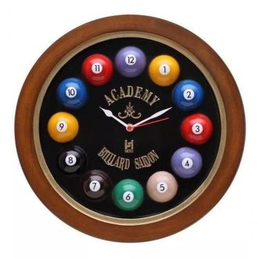 Imagem de Relógio Decorativo Parede De Fibra - Billiard Preto
