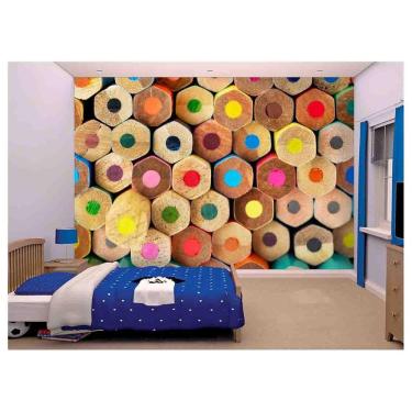 Imagem de Papel De Parede Infantil Lápis De Cor Escola  Azs84