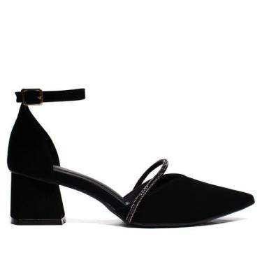 Imagem de Scarpin Feminino Bebecê Nobuck Salto Bloco Preto, Preto, 36