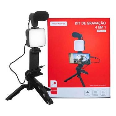 Imagem de Kit De Gravação Profissional Para Celular 4 Em 1 - Tomate