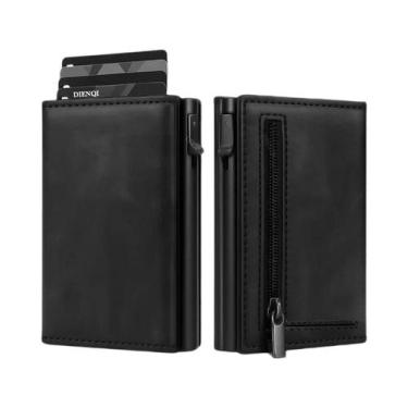 Imagem de Carteira Masculina Slim Minimalista Com Bloqueio RFID, Porta-Cartões D