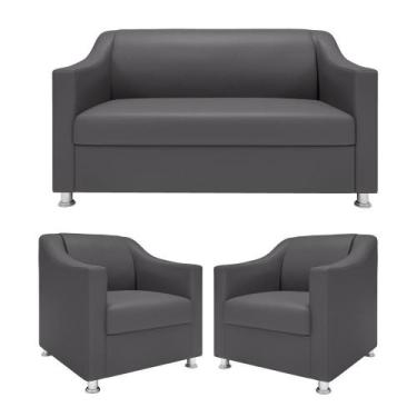 Imagem de Kit Sofá 2 Lugares Namoradeira Com 2 Poltronas De Barbearia - Móveis M