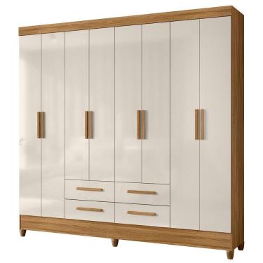 Imagem de Guarda Roupa Casal Flórida 8 Portas de Bater MDP-MDF Freijo Off White