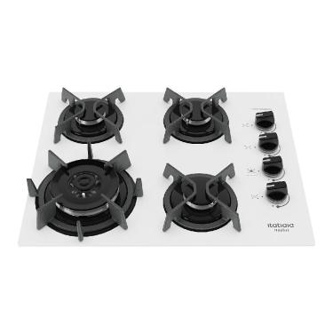 Imagem de Cooktop Itatiaia Itaplus 4 Bocas Vidro Branco Tripla Chama Bivolt (3700000493)