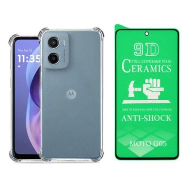 Imagem de Kit Capa TPU Anti Choque + Película de Cerâmica 9D para Moto G05 - LXL