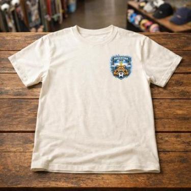 Imagem de Camiseta Masculina Argentina Escudo Futebol Estampa Símbolo Camisa Peito Pequeno Malha...