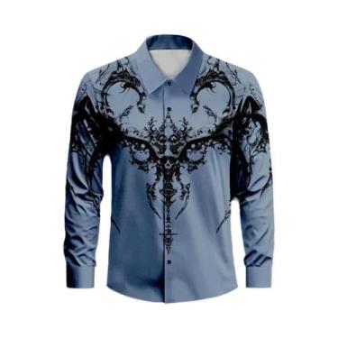 Imagem de Camisa Masculina De Manga Longa Casual Elegante Com Lapela E Botões Pa