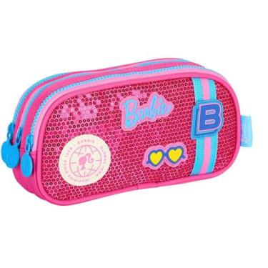 Imagem de Estojo Escolar Triplo Barbie Pink com Paetê Luxcel