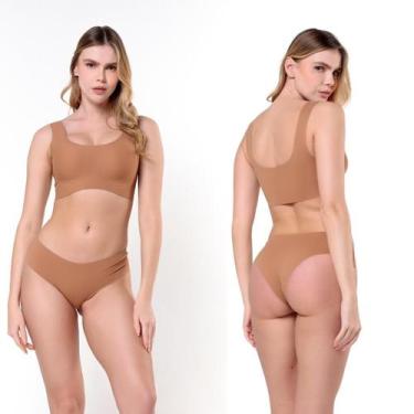 Imagem de Conj Top Segunda Pele e Calcinha S Costura Skin UP - Fita UP, Baunilha