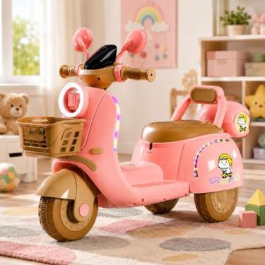 Imagem de Moto Elétrica Retrô Infantil com Luz e Música - Brinq Kids, Rosa
