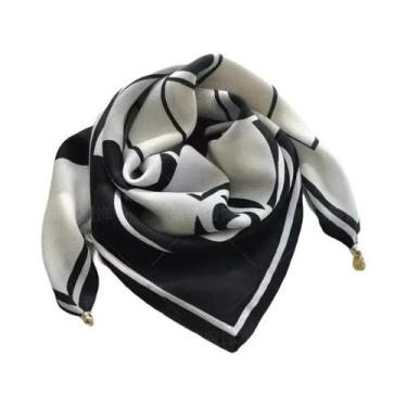 Imagem de Lenço De Seda Luxuoso Feminino Com Fivela Magnética, Estampado, Quadra