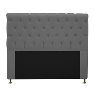 Imagem de Cabeceira Estofada Cristal 195 cm King Size com Capitonê Suede Cinza - Amarena Móveis