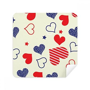 Imagem de Pano de limpeza de tela azul em forma de coração Pentagrama America com tecido de camurça, pacote com 2