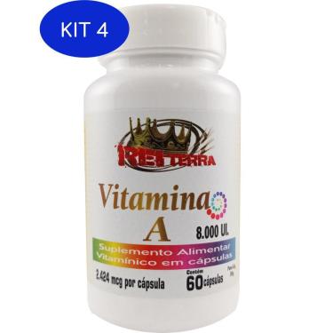 Imagem de Kit 4 Vitamina A 8.000 Ui 2,424Mcg 60 Caps Rei Terra