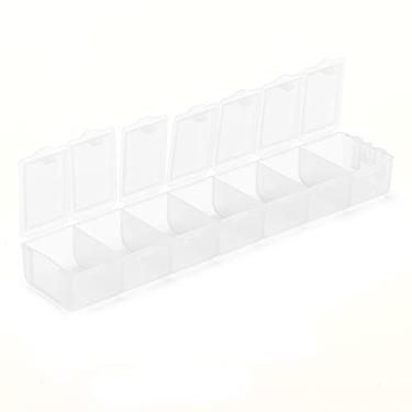 Imagem de Caixa organizadora de pílulas, 7 dias 7 grades de encaixe independente, compartimentos grandes, tampas transparentes, recipiente de viagem portátil transparente para pílulas, vitaminas, óleos de peixe, medicamentos (branco)