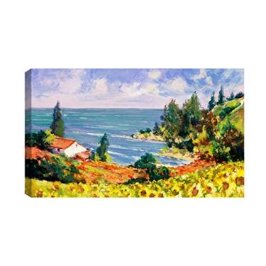 Imagem de Atelier Valverde - Quadro Decorativo - Paisagem - Praia - Campo - Girassóis - 55x100cm