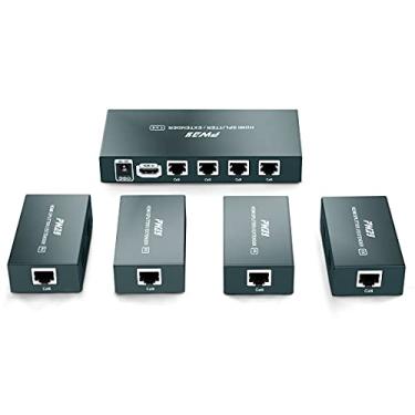 Imagem de GREATHTEK Extensor divisor HDMI 1x4 sobre cabo Ethernet Cat5e/Cat6/Cat7 até 50 m/165 pés - gerenciamento EDID e função POC suporta 1080p @ 60Hz 3D para HDTV PS3 PS4 Xbox (1 entrada 4 saídas/4 portas)