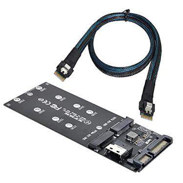 Imagem de NFHK Cabo e cartão SFF-8654 Kit U2 NGFF M-Key para Slimline SAS NVME PCIe SSD Adaptador SATA para placa mãe