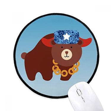 Imagem de DIYthinker Mouse pad com estampa de urso símbolo nacional da Rússia para mesa de escritório tapete redondo para computador