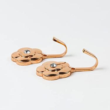 Imagem de Suportes de cortina Decoração de janela simples liga de zinco flor de ameixa gancho de cortina gancho de parede acessórios de metal, dourado, 2 PCS