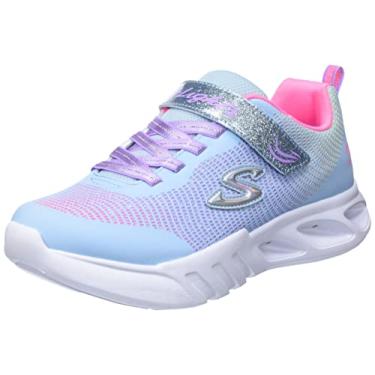 Imagem de Skechers Kids Girls Flicker Flash Sneaker, Light Blue/Multi, 2 Little Kid