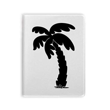 Imagem de Caderno de folhas de coqueiro, silhueta preta, capa de goma