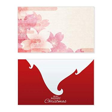 Imagem de Sakura Flower Pink Pattern Japan Holiday Holiday Merry Christmas Cartões de parabéns mensagem de Natal