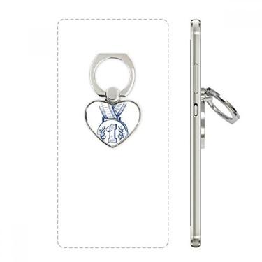 Imagem de Suporte de anel de telefone com medalha de campeonato de futebol azul com suporte universal