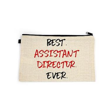 Imagem de Bolsa de maquiagem de diretor assistente, presente para diretora assistente, bolsa de cosméticos para diretor assistente, melhor diretor assistente de todos os tempos, bolsa de higiene pessoal, para ela, bolsa de maquiagem para mulheres, bolsa de , Branco