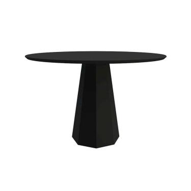 Imagem de mesa de jantar redonda com tampo de vidro isis preta 135 cm