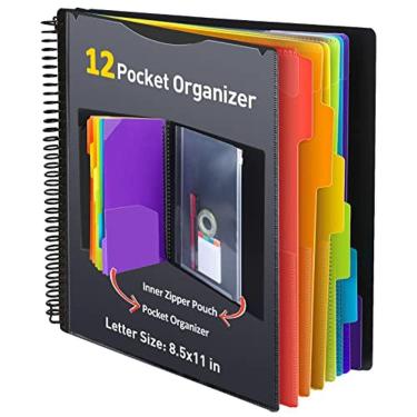 Imagem de Pasta de plástico HABGP, 12 bolsos com divisórias, letra de 6 cores