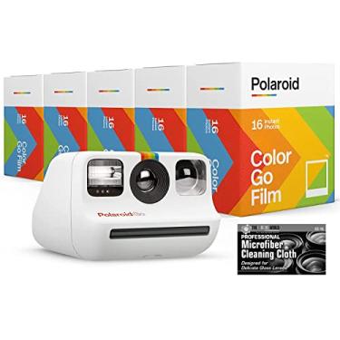 Imagem de Câmera Instantânea Pacote Go da Polaroid Originals com 5 pacotes duplos (80 impressões) de filme colorido e pano de microfibra