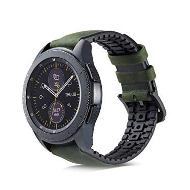 Imagem de Pulseira 20mm Couro Híbrida compatível com Samsung Galaxy Watch Active 1 e 2 - Galaxy Watch 3 41mm - Galaxy Watch 42mm - Amazfit GTR 42mm - Amazfit GTS - Amazfit BIP - Marca LTIMPORTS (Verde)