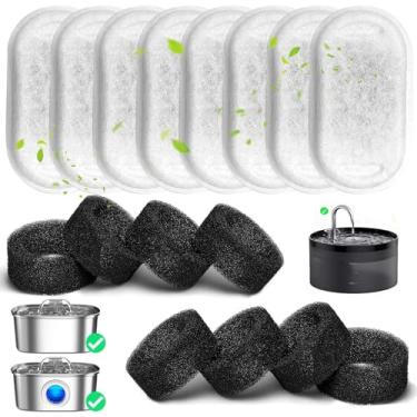 Imagem de Filtros para bebedouros de gatos e esponjas de pré-filtro para bebedouros automáticos para cães de 3,2 litros (8 kit)