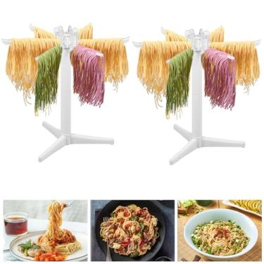 Imagem de Suporte de macarrão doméstico de 2 peças com 6 alças longas ABS de grau alimentício destacável rack de secador de macarrão caseiro fresco suporte de espaguete secador de macarrão suporte de secagem de