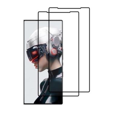 Imagem de UPONEW [Pacote com 2] Protetor de tela de vidro temperado preto para ZTE Nubia Red Magic 9 Pro