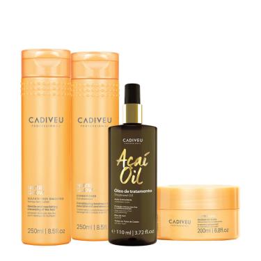 Imagem de Kit Cadiveu Professional Nutri Glow Shampoo Condicionador Máscara P e Açaí Oil 110 (4 produtos)