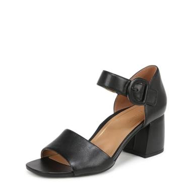 Imagem de Vionic Sapato feminino Sonoma Chardonnay bico aberto fechado nas costas – sapato social com alça ajustável de suporte que inclui uma palmilha ortopédica e sola acolchoada para suporte de arco, ajuste médio e largo, Couro preto, 8 Wide