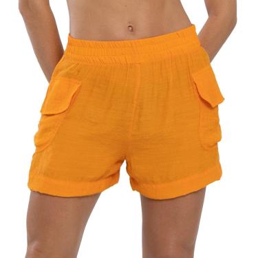 Imagem de Short Cargo Plano Liso Laranja-Feminino