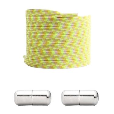 Imagem de Cadarços Elásticos Em Bloco De Cores, Sem Laços, Cadarços Para Tênis, Sem Cadarços, Para Crianças E Adultos, Sapato Plano, Cadarço De Renda(Color:Fluorescent green)