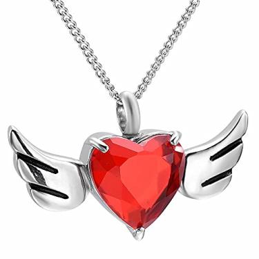 Imagem de YTIYT Colar de cinzas colares de urna para cinzas cremação asa de anjo coração urna colar de cinzas suporte lembrança, Aço inoxidável, não conhecido