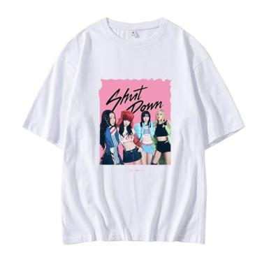 Imagem de Camiseta K-pop Born Pink Album Contton gola redonda manga curta suporte show camisetas estampadas, Branco, G