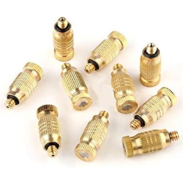 Imagem de Kit de bico de nebulização de baixa pressão 100 unidades para sistema de resfriamento, bicos de latão rosqueados de 3/16 ", cabeça de spray de embaçamento anti-gotejamento para paisagismo, u