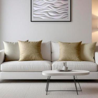 Imagem de Kit 4 Capas de Almofada Boucle Zíper Invisível - 45x45cm (Marfim+Bege)